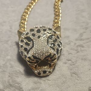 Gold and Black Panther Pendant Necklace.good Quality Material..statement Piece..